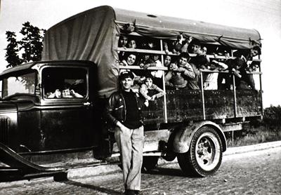 Lorry carrying child refugees
